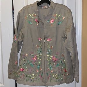 Quacker Factory beaded embroidered jacket Sz XL